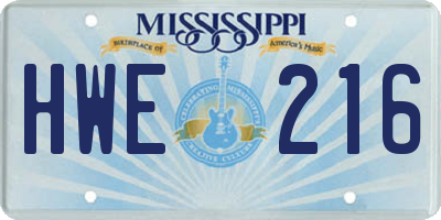 MS license plate HWE216