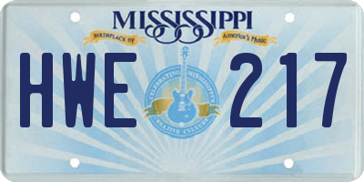 MS license plate HWE217