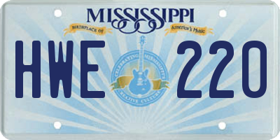 MS license plate HWE220