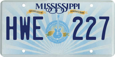 MS license plate HWE227