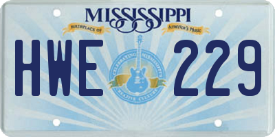 MS license plate HWE229