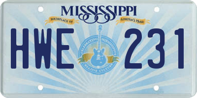 MS license plate HWE231