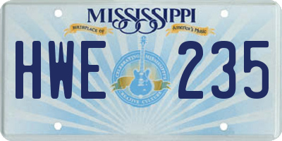 MS license plate HWE235