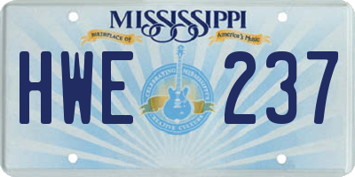 MS license plate HWE237