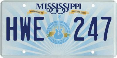 MS license plate HWE247