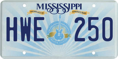 MS license plate HWE250