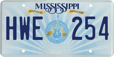 MS license plate HWE254