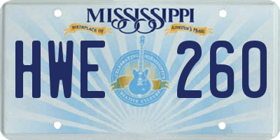 MS license plate HWE260