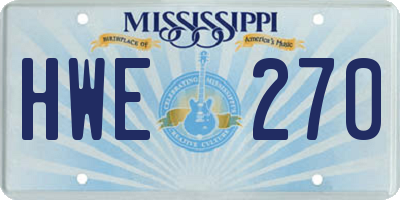 MS license plate HWE270