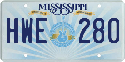 MS license plate HWE280