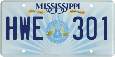 MS license plate HWE301