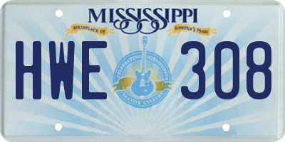 MS license plate HWE308