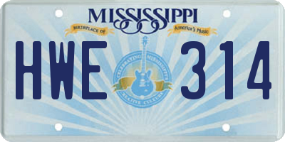 MS license plate HWE314