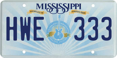 MS license plate HWE333