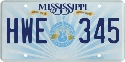 MS license plate HWE345