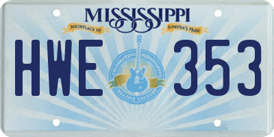MS license plate HWE353