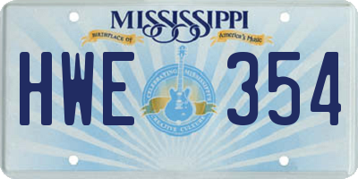 MS license plate HWE354