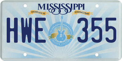 MS license plate HWE355