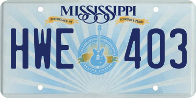MS license plate HWE403