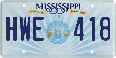 MS license plate HWE418