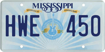 MS license plate HWE450