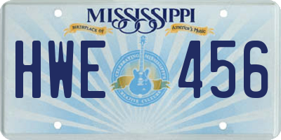 MS license plate HWE456
