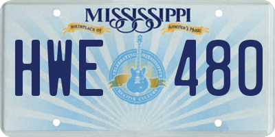MS license plate HWE480