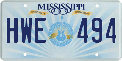 MS license plate HWE494