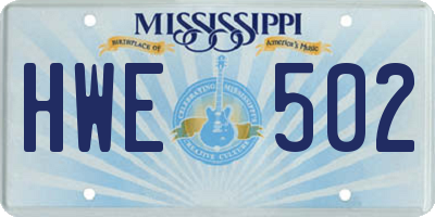 MS license plate HWE502