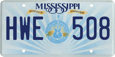 MS license plate HWE508