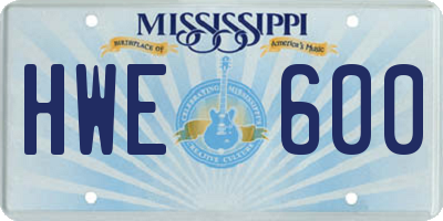 MS license plate HWE600