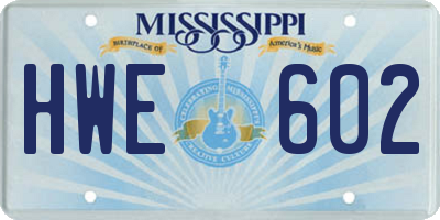 MS license plate HWE602