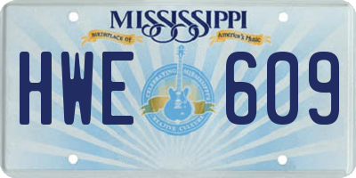 MS license plate HWE609