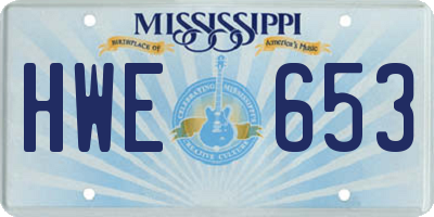 MS license plate HWE653