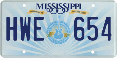 MS license plate HWE654