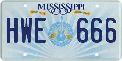 MS license plate HWE666