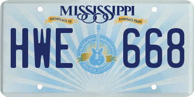 MS license plate HWE668
