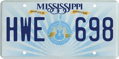 MS license plate HWE698