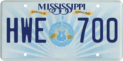 MS license plate HWE700