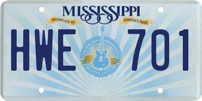MS license plate HWE701