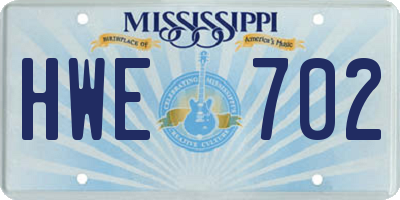 MS license plate HWE702