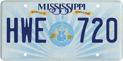 MS license plate HWE720