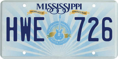 MS license plate HWE726