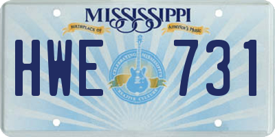MS license plate HWE731