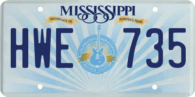 MS license plate HWE735