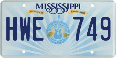 MS license plate HWE749