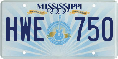 MS license plate HWE750