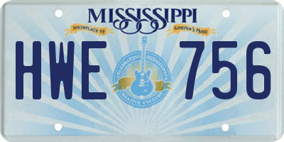 MS license plate HWE756