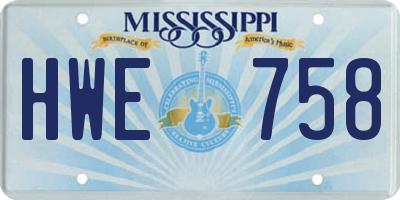 MS license plate HWE758