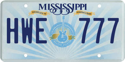 MS license plate HWE777